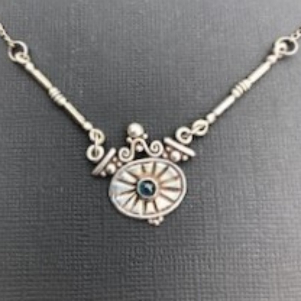 ⬇️Bill Mahonski Handcrafted Silver/Blue Necklace & Earrings - Picture 2 of 10